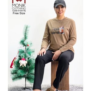 ست عمده بلوز شلوار طرح لیوان کافی