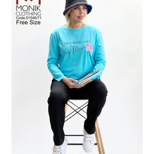 ست عمده بلوز شلوار طرح (By monik) آبی