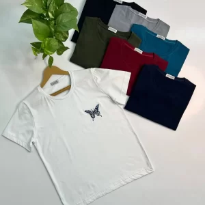 تیشرت طرح گلدوزی پروانه