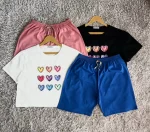 ست عمده کراپ و شلوارک قلب رنگی