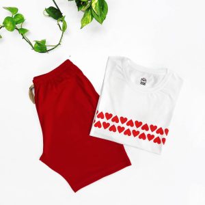 تیشرت و شلوارک عمده قلب قرمز